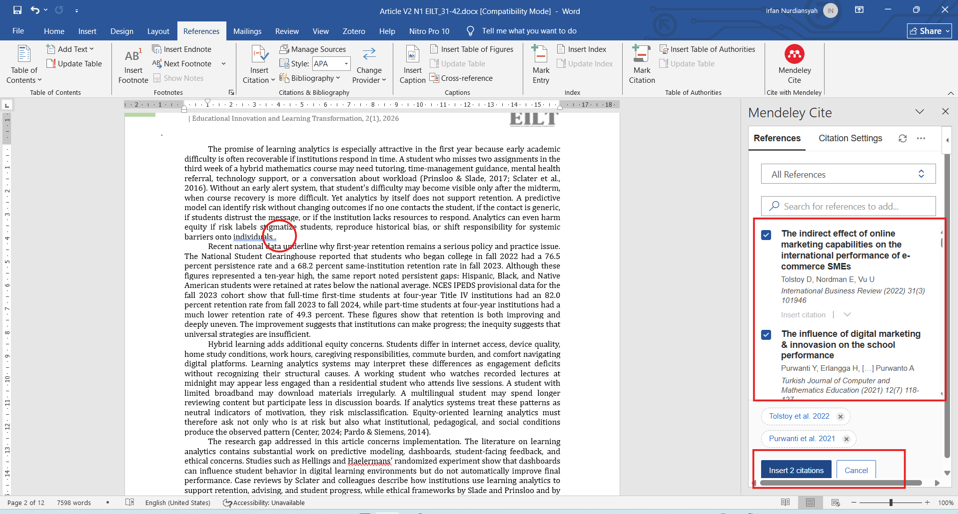 Menyisipkan sitasi di word